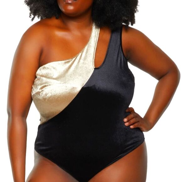 Plus Size One Shoulder Body Suit - Picture 1 of 5